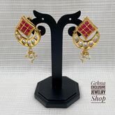 Traditional Gold Plated Designer Ruby Kundan Studs For Women Stud Earrings